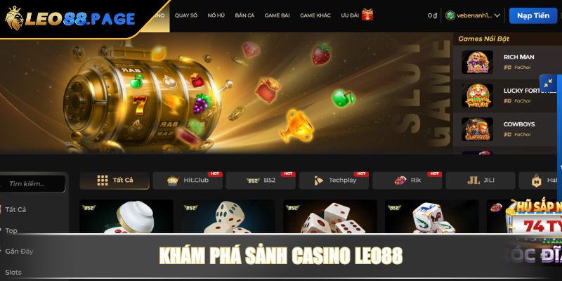 Khám phá sảnh Casino LEO88