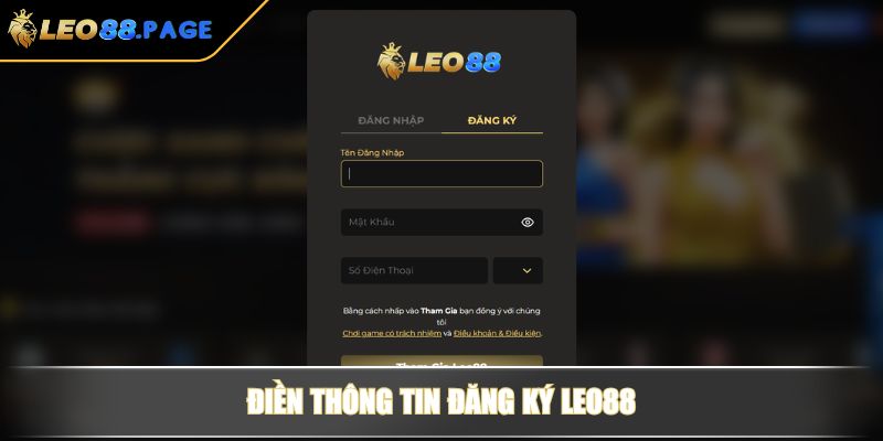 Đăng Ký LEO88 - Hướng Dẫn Từ A–Z Kèm Điều Kiện Và Lưu Ý 3 Điền thông tin đăng ký LEO88